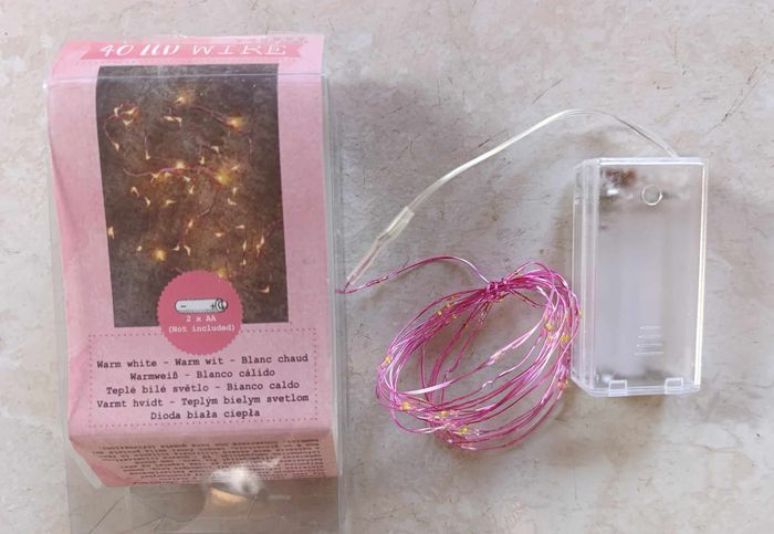 Lot 6 guirlande rose 40 led blanc chaud