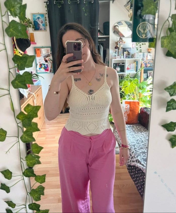 Crop top effet macramé
