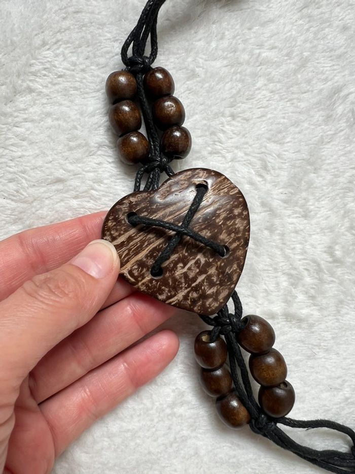 Ceinture de taille perles coeurs bois y2k trending - Taille ajustable - photo numéro 3