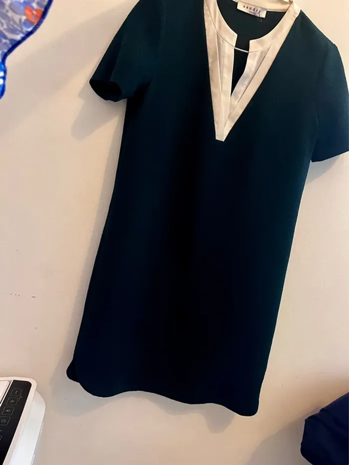 Robe habillée verte foncée avec effet chemisier - photo numéro 8