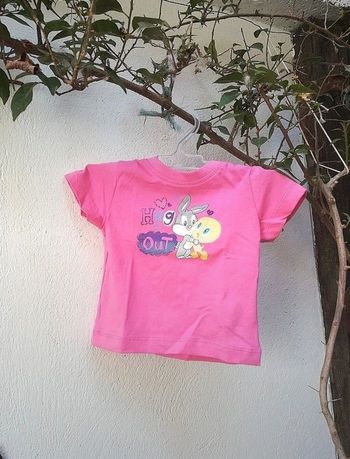 Tee-shirt rose neuf 100% coton Looney Tunes taille 3/6 mois