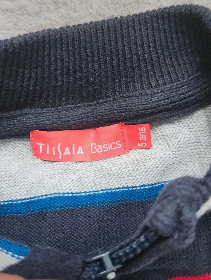 Gilet zippé rayé bleu marine et gris Tissaia 5 ans - photo numéro 7