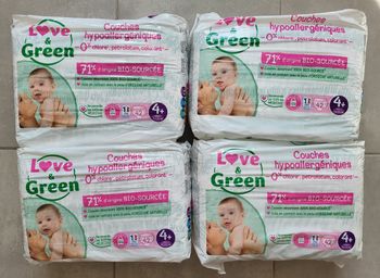 4 paquets de couches love and Green taille 4+