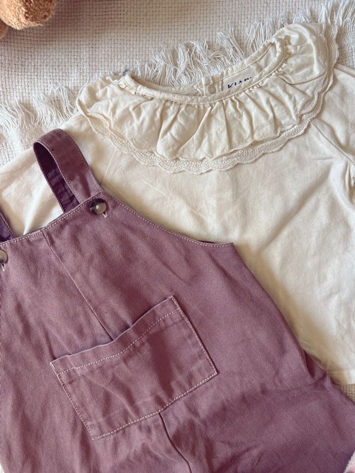 Ensemble Kiabi salopette et tee-shirts avec col broderie 18 mois - photo numéro 4