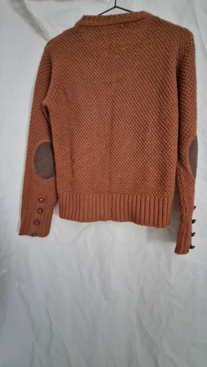 Pull femme marron avec boutons 38 - photo numéro 4
