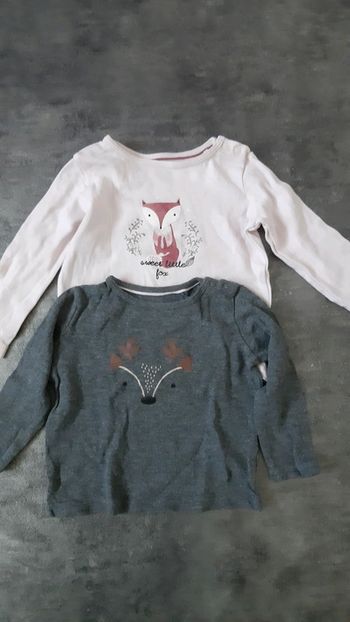 2 t-shirts manches longues fille