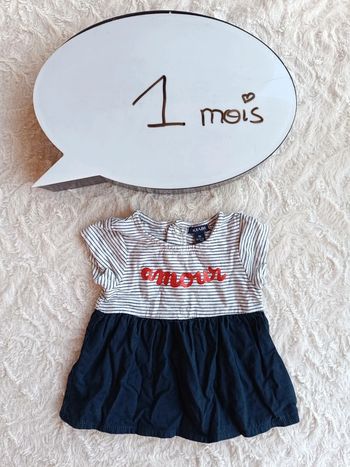 Robe manches courtes Fille 1 mois Amour Kiabi