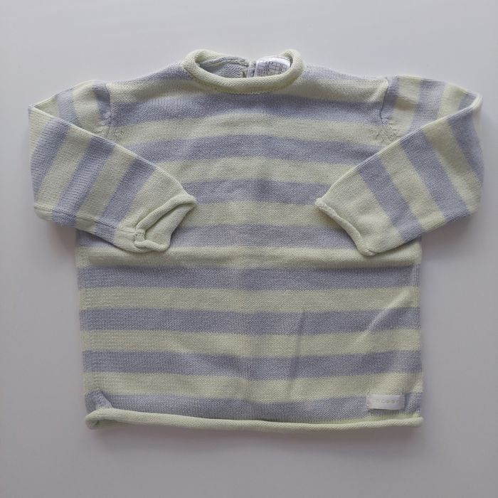 Pull léger mixte vert pâle et gris 12 mois très bon état Cocoon