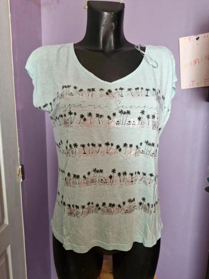 T shirt vert palmiers breal taille 3 - photo numéro 2