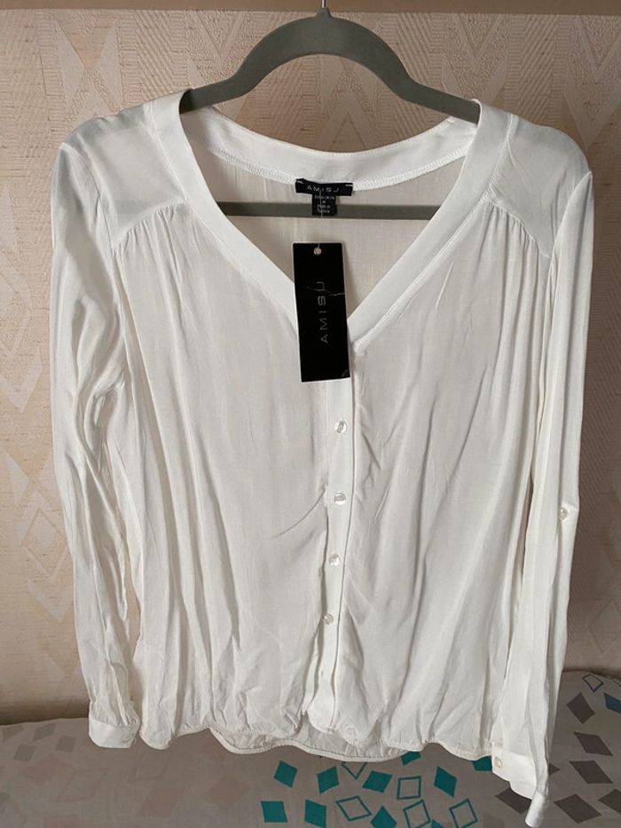 Superbe belle chemise blanche Amisu neuve avec étiquette taille M - photo numéro 2