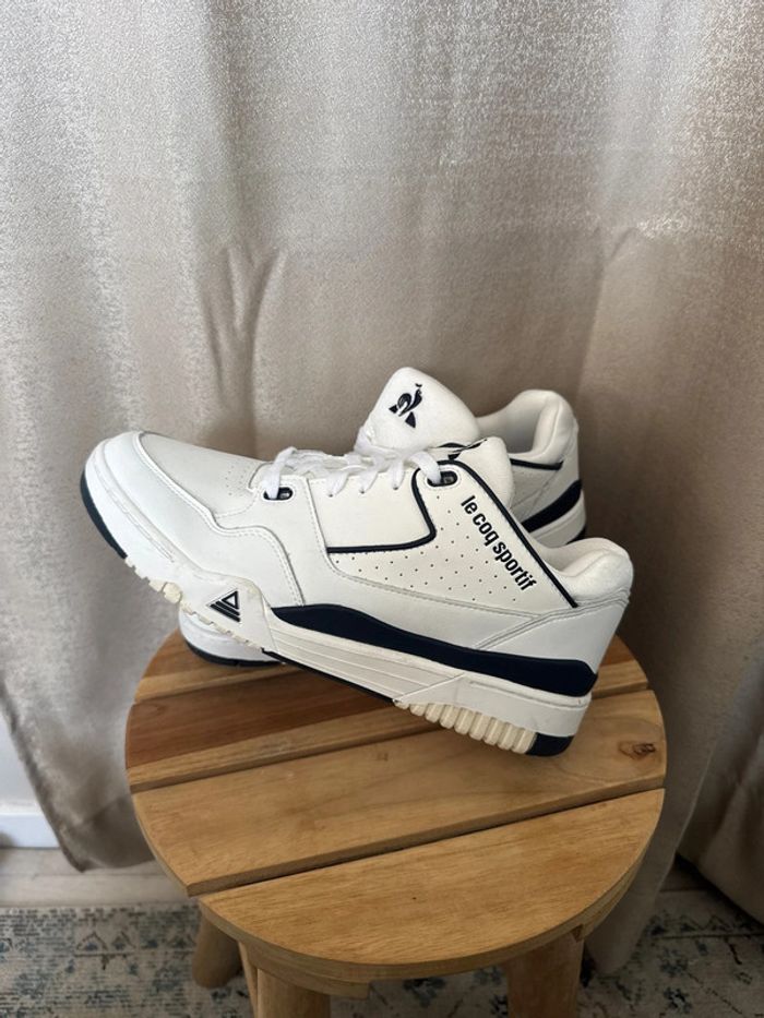 Baskets Le Coq Sportif blanches & bleu marine – Taille 42 neuves - photo numéro 2
