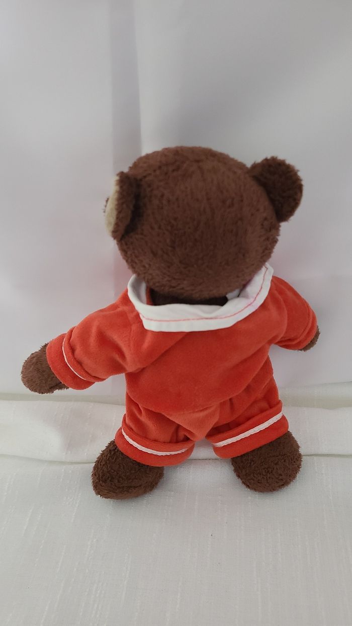 Petit Ours Brun AJENA NOUNOURS doudou ensemble rouge - photo numéro 3