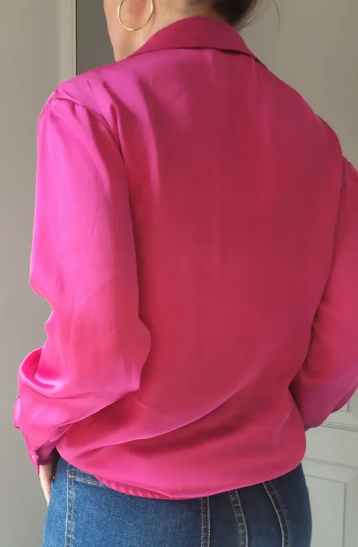 Chemise satinée jamais portée zara fuchsia - photo numéro 3