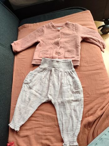 Ensemble gilet Bou'de chou et pantalon en gaze de cotton Newbie