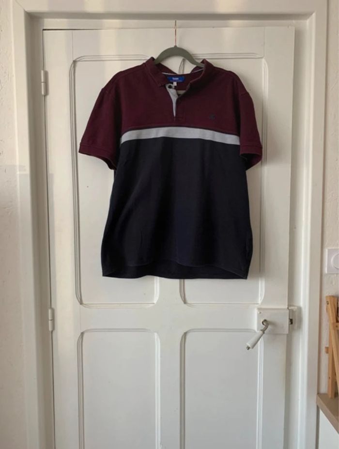 Polo bi-color bordeaux/bleu marine homme - Taille XL Jules