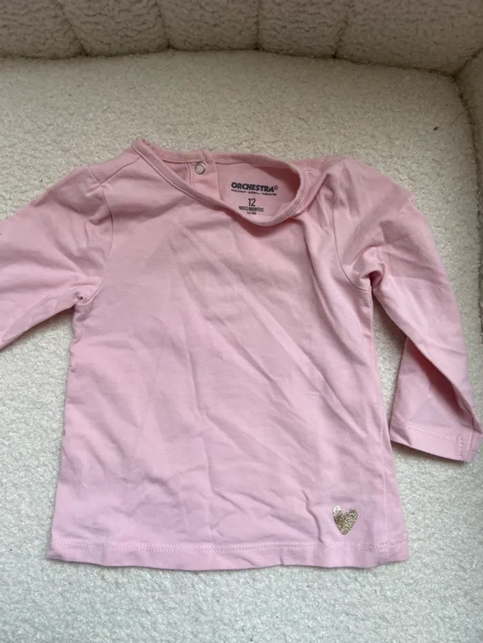 Lot 3 tee shirts manches longues fille 12 mois - photo numéro 3