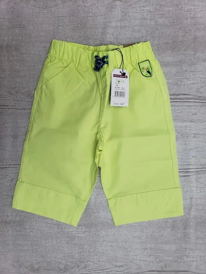 Bermuda Sergent major garçon 9 ans jaune fluo tuxoage