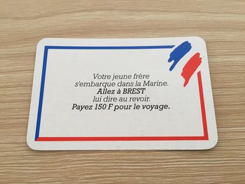 Carte hasard allez à Brest pièce détachée jeu de société Richesses de France édition Nathan #A42