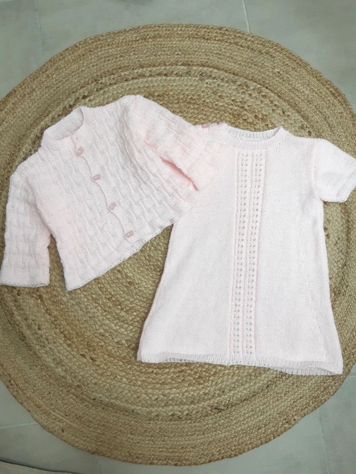 Ensemble gilet et robe en maille