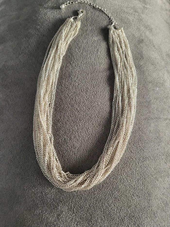 Collier chaînes argenté 42/52cm - photo numéro 2