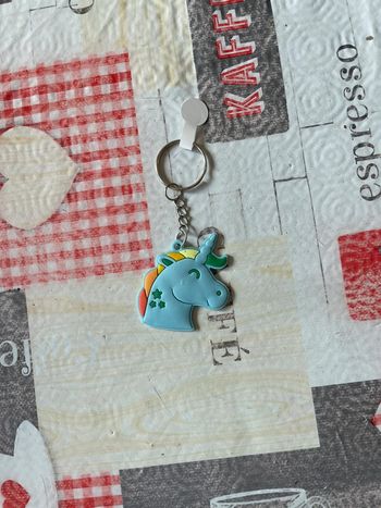 Porte clé licorne bleu
