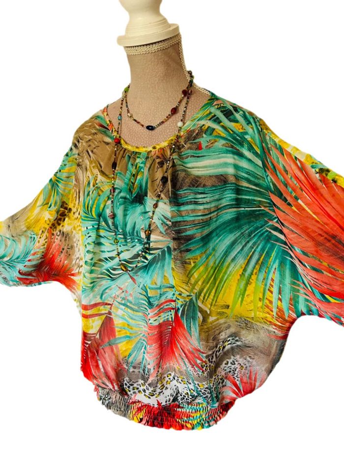 🌴🌺Blouse d’été bohème tropical🌿Exotic foliage summer blouse🌺🌴 - photo numéro 5