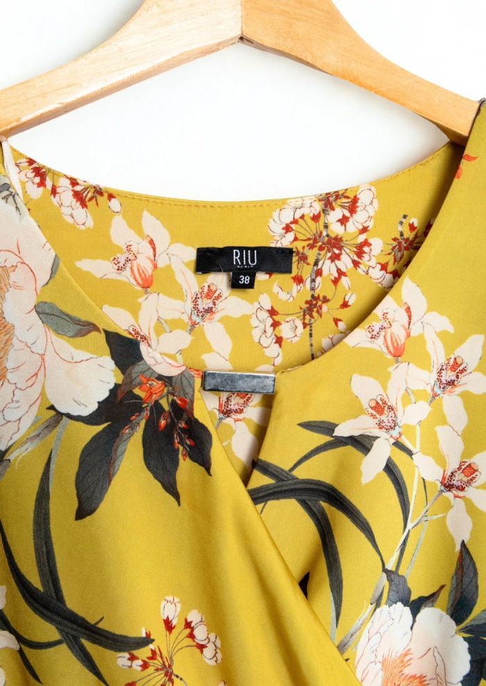 Robe à fleurs jaune • floral print yellow dress Jacqueline Riu Taille 38 - photo numéro 7