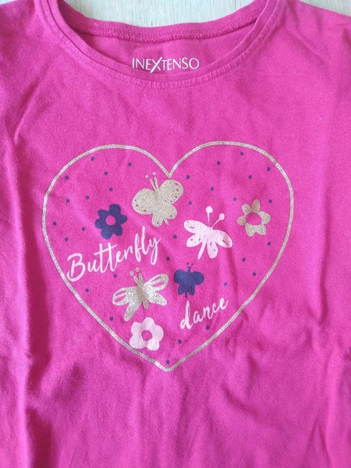 Tee-shirt rose coeur 6 ans - photo numéro 3