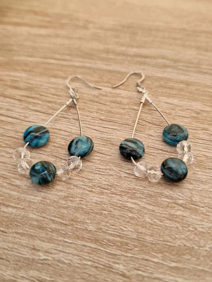 Boucles D'oreilles Apatite Cristal Acier - photo numéro 12