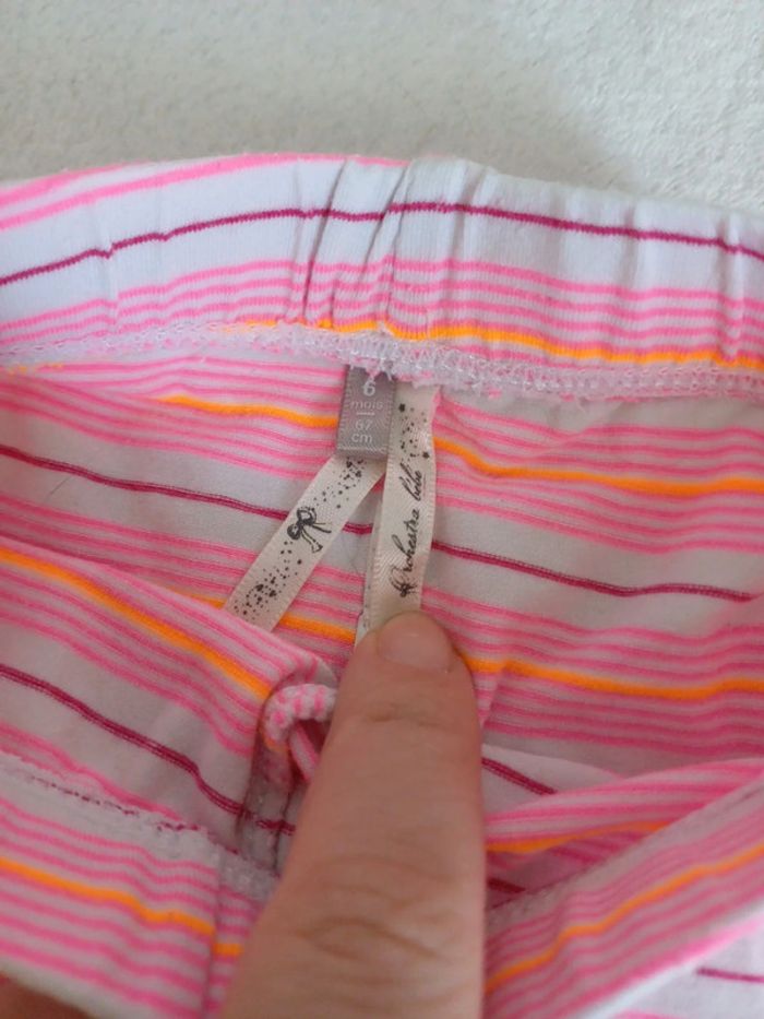 Legging court rose rayé 6 mois - photo numéro 2