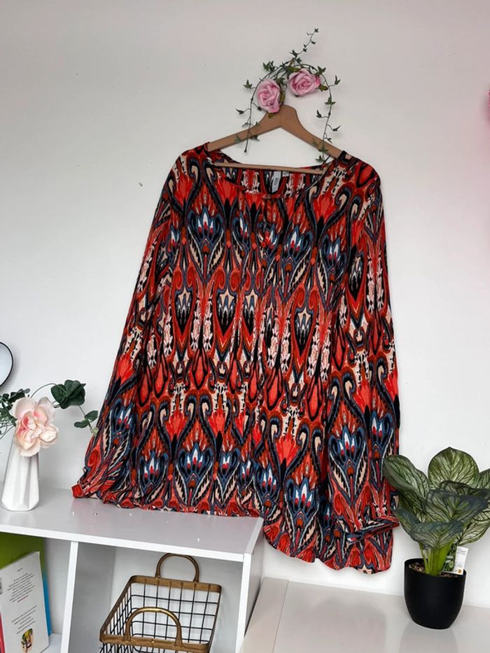 Blouse manches longues popeline imprimée