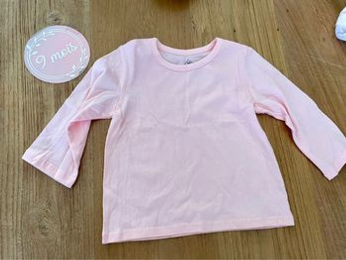 T-shirt manches longues rose 9 mois