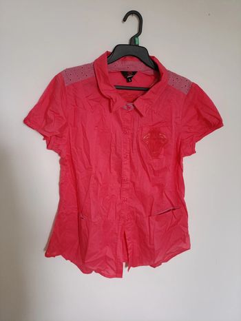 Piece Unique Chemisier rose brodé à détails ajourés – Taille S