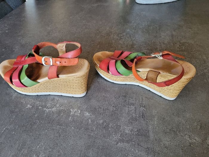 Sandales compensées semelle en cuir 39 - photo numéro 5