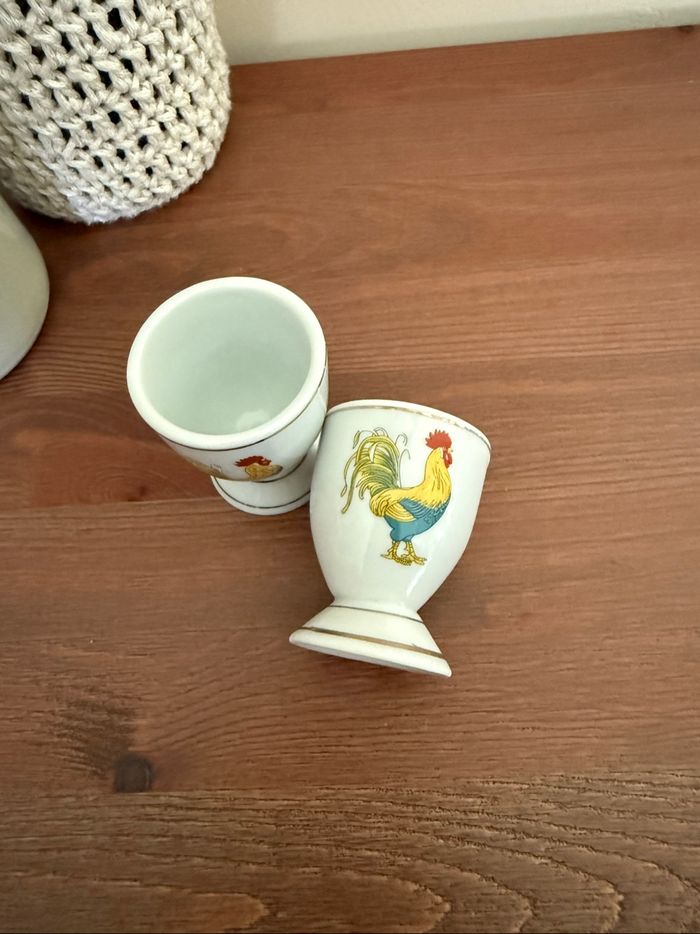 Duo de coquetiers motif  coq - Vintage - photo numéro 7