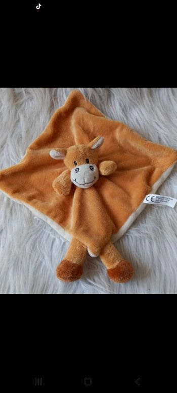 Doudou carré plat vache  orange blanc - Soft Toys
