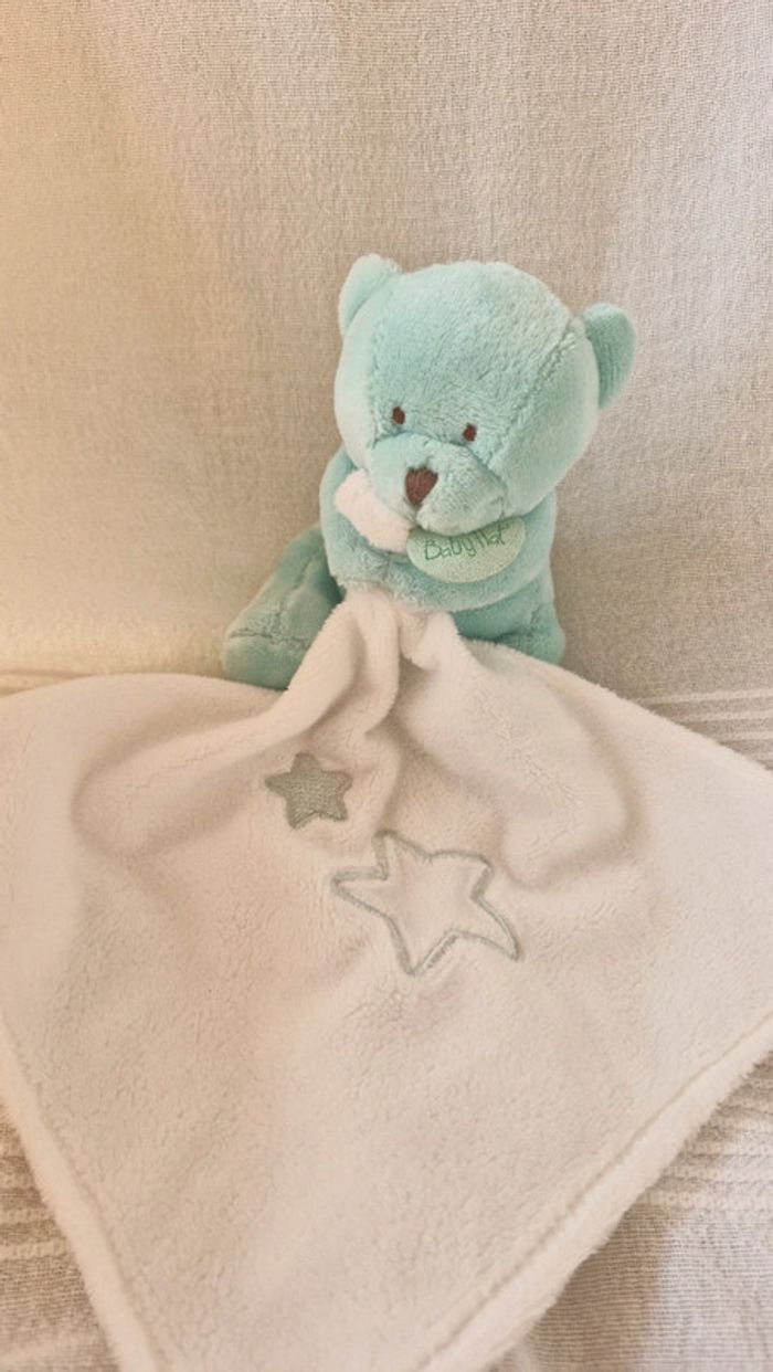 Doudou bonbon ourson vert avec mouchoir Babynat - photo numéro 2