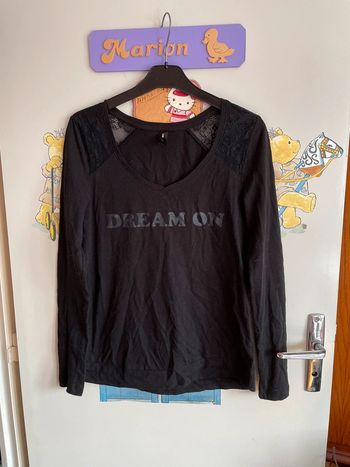 Tee shirt de pyjama à manches longues noir à motifs, taille S, marque Undiz.