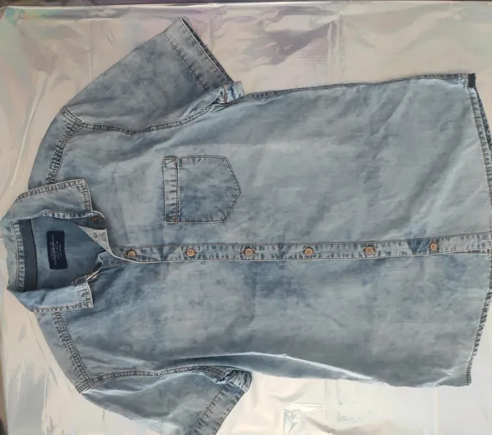 Chemise manches courte homme coton jean - photo numéro 2