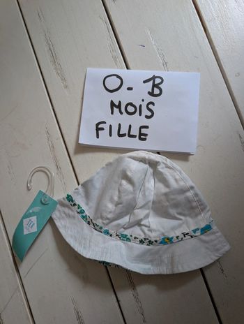 Chapeau été bébé fille 0/3 mois