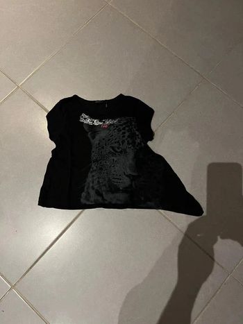 T shirt manches courtes avec bas asymétrique - Ikks - Love six one six - Noir - 3 ans