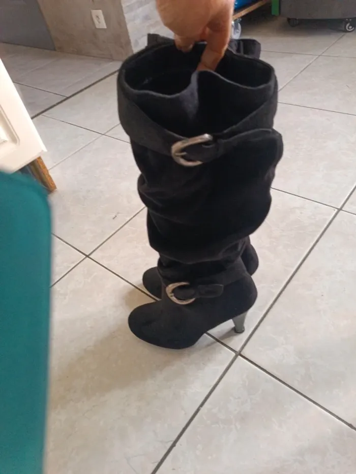 Bottes hautes daim noir 40 Bonprix - photo numéro 4