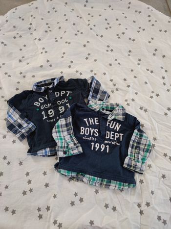 Lot 2tee shirts manche longue Gémo 6mois