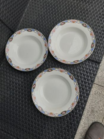 Lot de 3 assiettes à  soupes vintage de 23 cm marque sarreguemines digoin