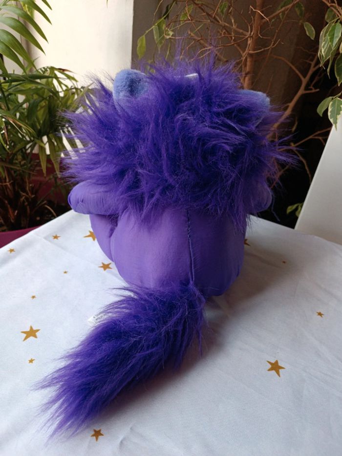 Peluche plush lion teddy parachute puffalump mytoy toy sylvertoys violet mauve purple vintage - photo numéro 8