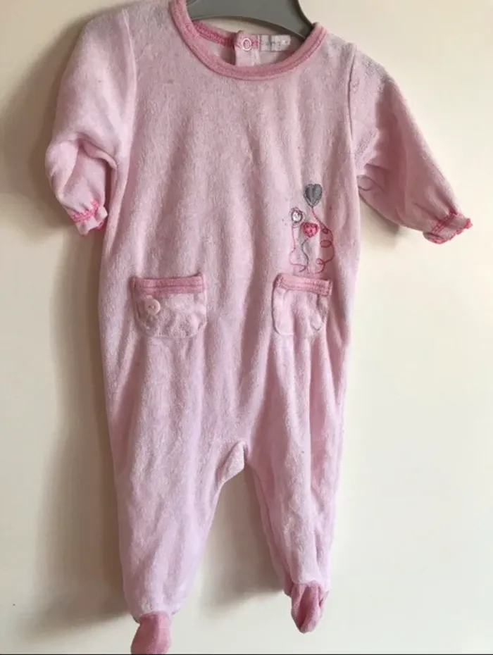 Pyjama velours rose 3 mois