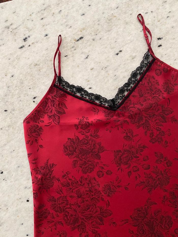 Caraco en satin rouge vintage Etam 40 - photo numéro 8