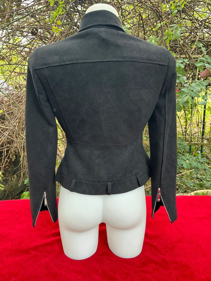 Blouson style perfecto noir T.M – effet daim, velours peau de pêche - photo numéro 3
