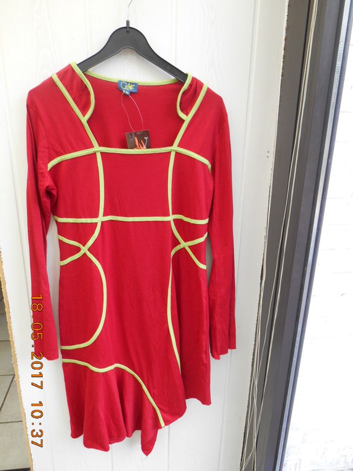 Robe Coline rouge et anis Neuve