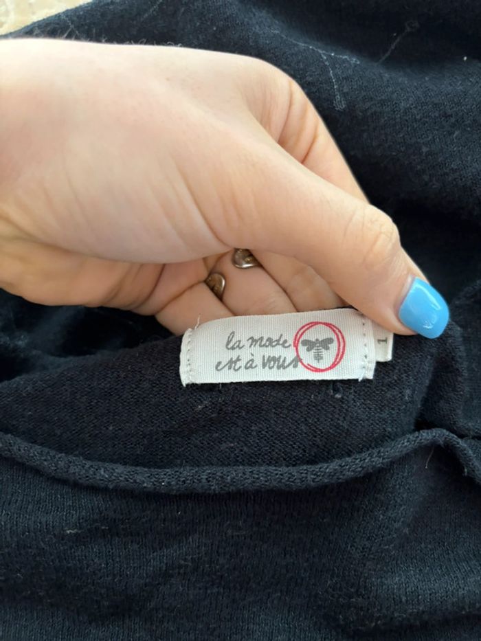 T-shirt noir L.M.V femme TailleM- Imprimé graphique original - photo numéro 3